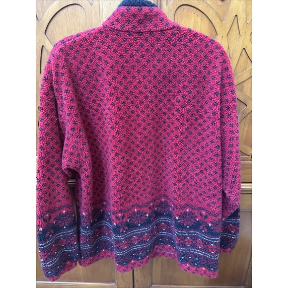 Hanna Andersson Sweater Large Nordic Fair Isle Quarter Zip Pullover Sweater Red - Picture 5 of 7